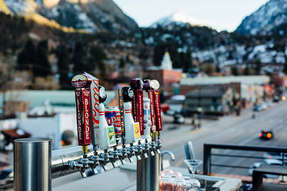 image of the beer taps at the Imogene rooftop bar.